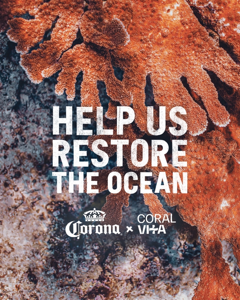 Corona rallies support to save endangered coral reefs with page turning creative