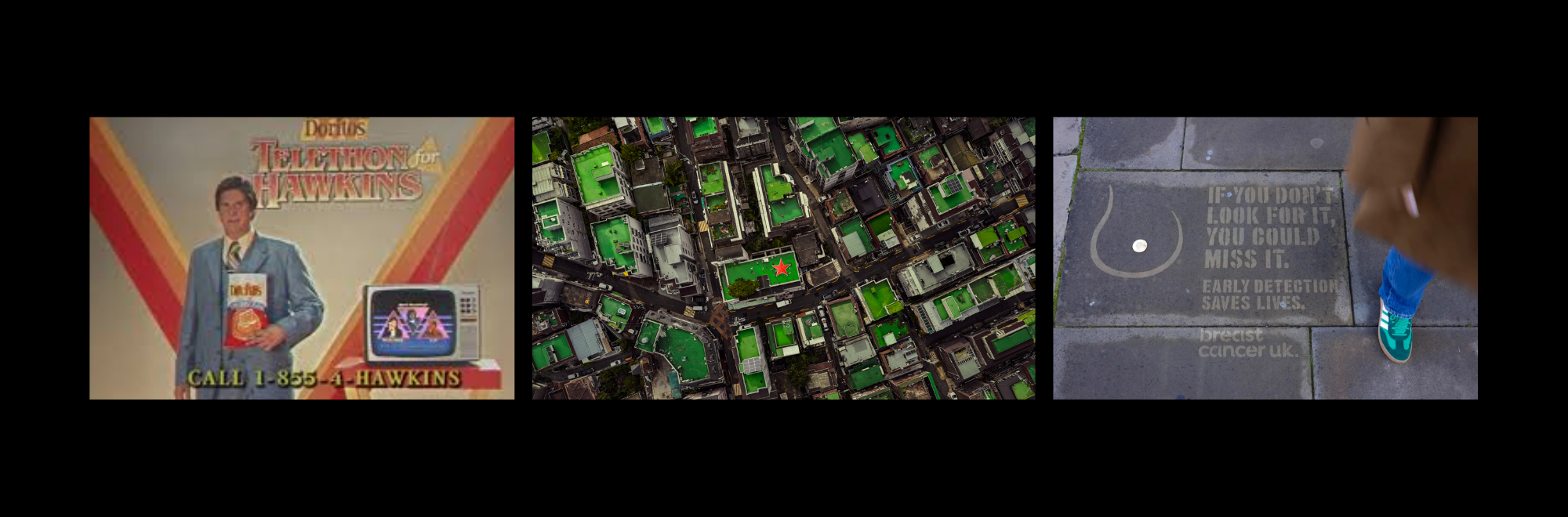 Creative Corner: Heineken's rooftops, Stranger Things' 80s style telethon and Street Nipples for Breast Cancer UK