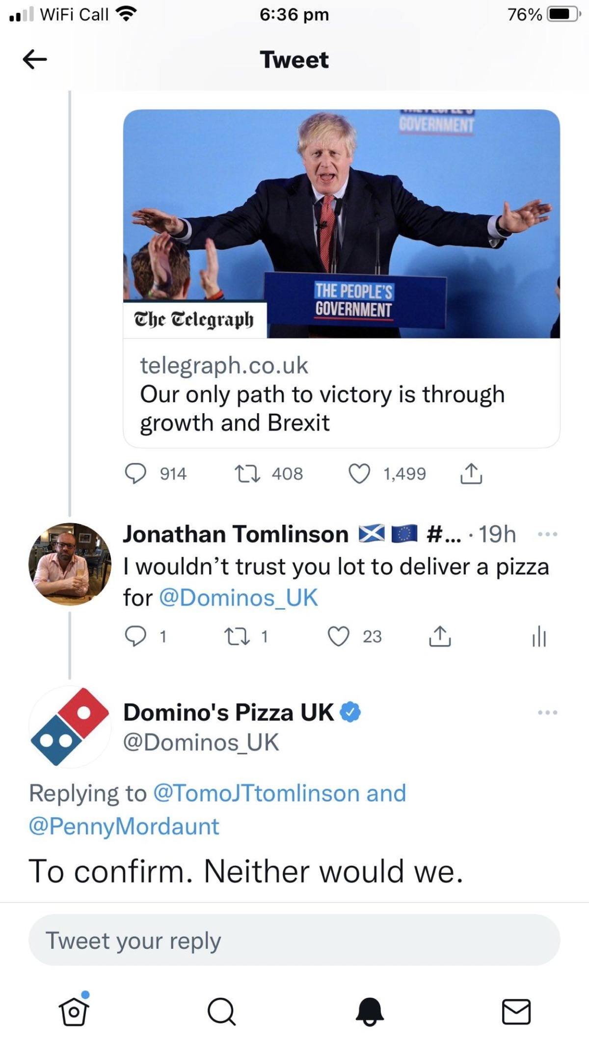 Tweet dominos