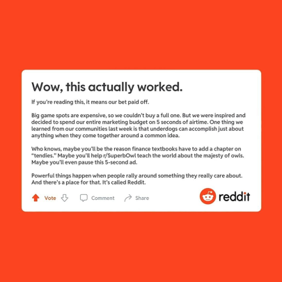 Creative Director's Cut: Reddit's Superb Owl wins the Super Bowl in 5 seconds
