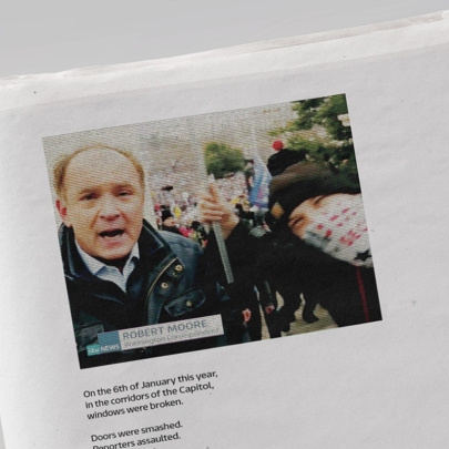 "If the world can see, the world can change" says news correspondent at the Capitol in new print ad by Uncommon for ITV