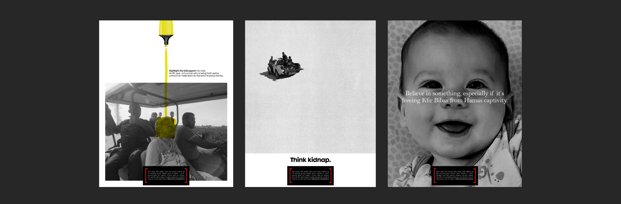 Independent Israeli agency reimagines classic ads to raise awareness of the hostages in Gaza