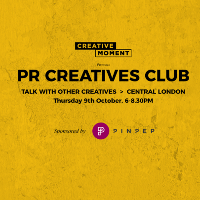 Join us at the PR Creatives Club this Thursday 9th October!