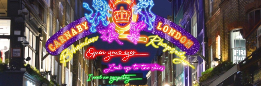 Look up to the skies and see! Bohemian Rhapsody installation lights up London’s Carnaby Street
