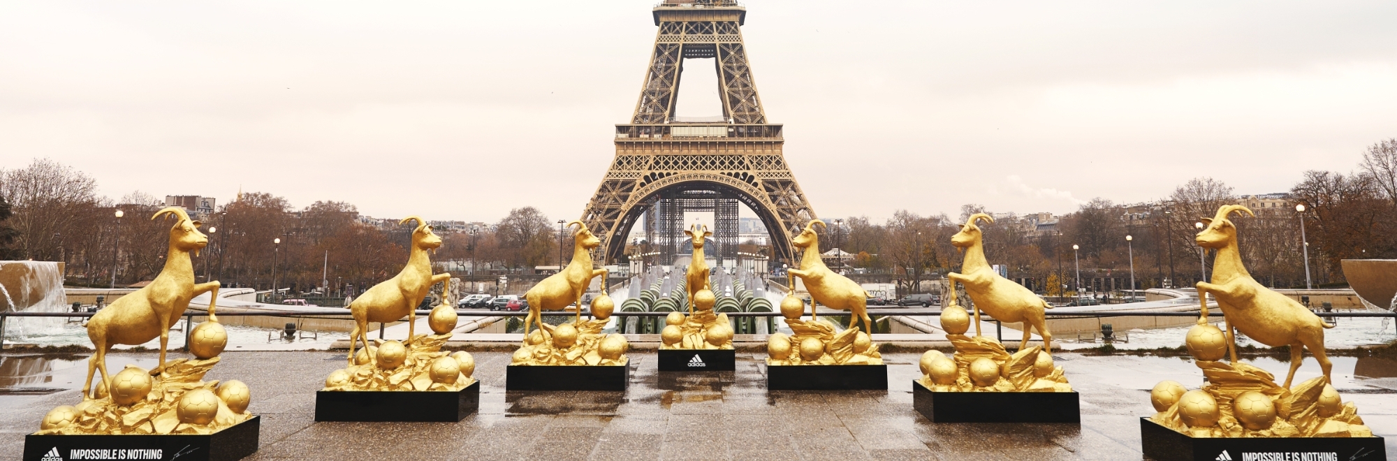 Golden goats placed at Paris landmarks to celebrate Messi's 7th win as the best footballer in the world