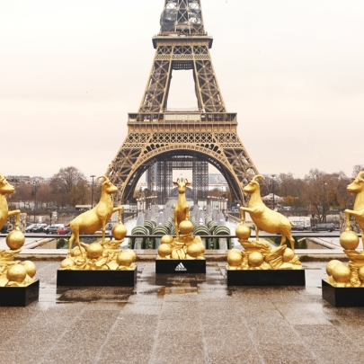 Golden goats placed at Paris landmarks to celebrate Messi's 7th win as the best footballer in the world