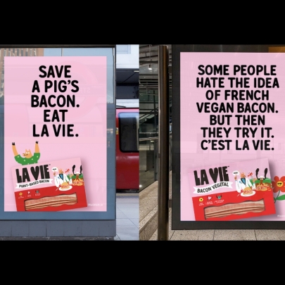 Plant-based bacon company presents personality-packed pink posters for World Vegan Day