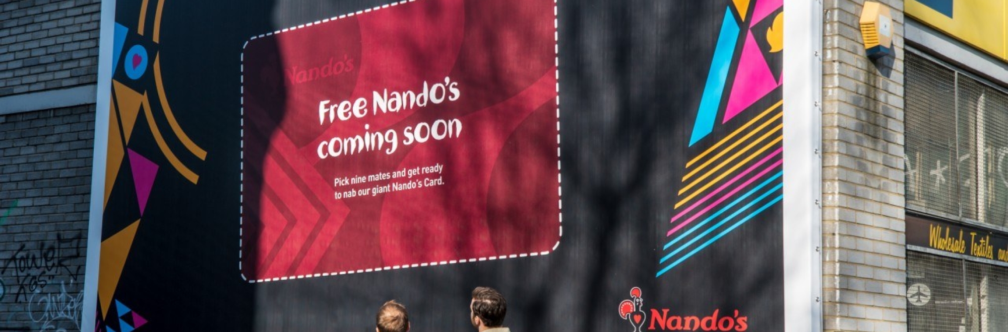 Posters with huge, peel-off vouchers for free meals at Nando’s create great PR and online content