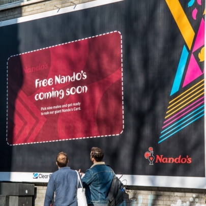 Posters with huge, peel-off vouchers for free meals at Nando’s create great PR and online content