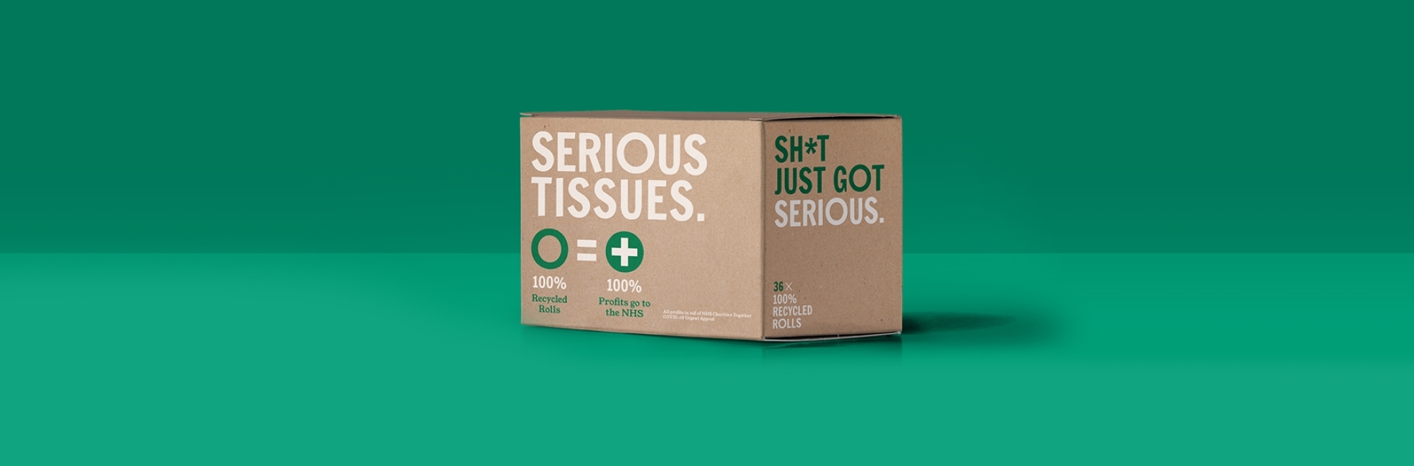 Serious Tissues toilet roll launches to support NHS frontline workers, with branding by Above+Beyond