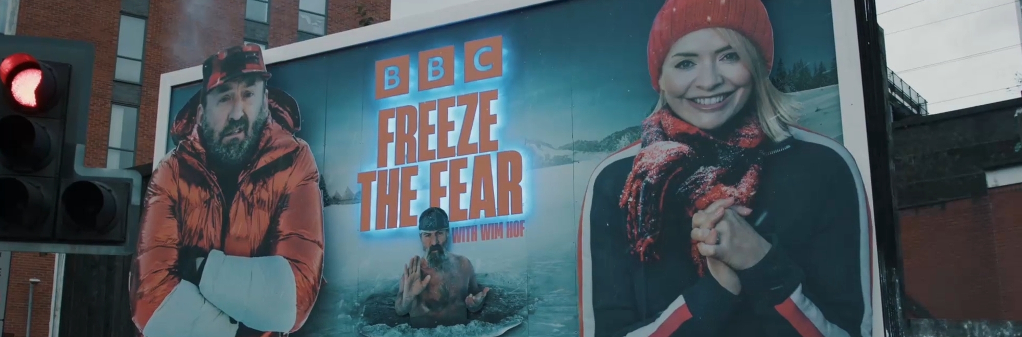 Shivering billboard unveiled in Salford for Wim Hof’s new BBC One show