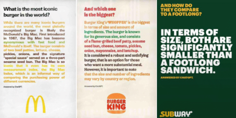 Size Matters: Subway enters the McDonalds versus Burger King ChatGPT competition