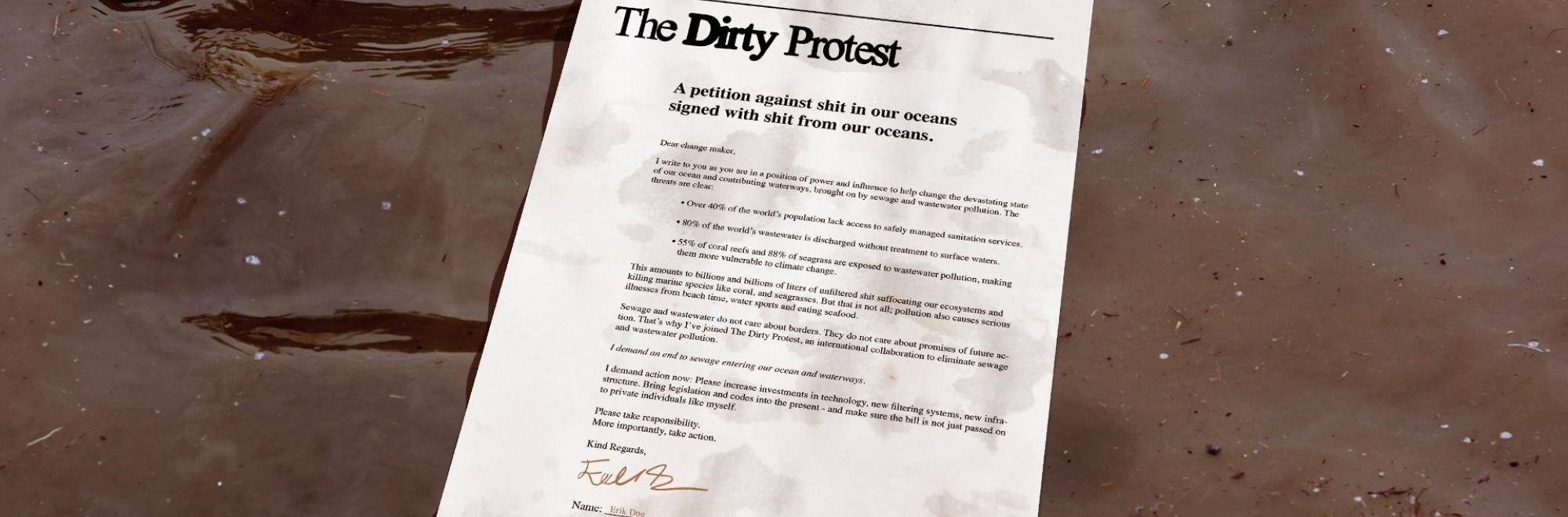 The Dirty Protest: A petition against sewage pollution that you sign with actual sewage