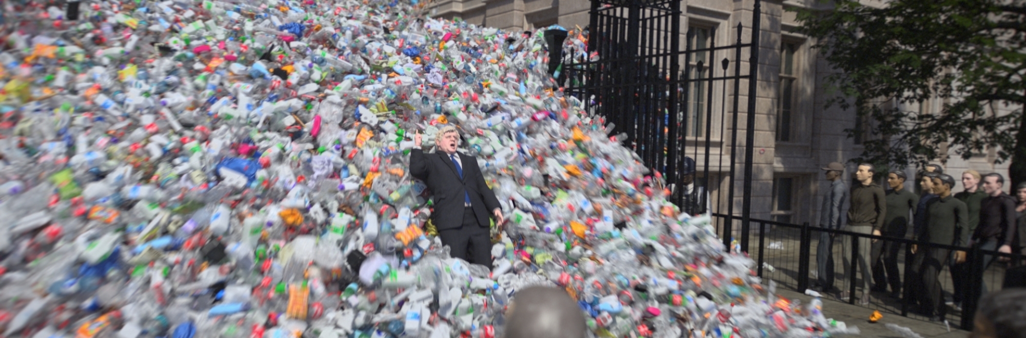 Wasteminster: CGI film from Greenpeace shows Downing Street buried in the plastic waste it dumps on other countries